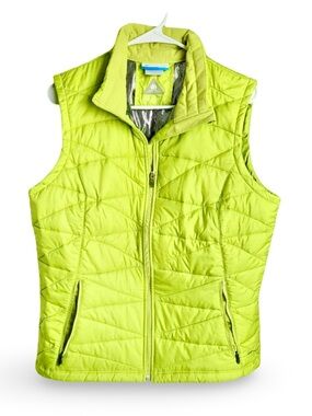 Columbia Omni Heat Zipper Quilted Puffer Insulated Vest Lime Green Size Large